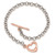 Sterling Silver Rhodium-plated Rose-tone Rolo w/Heart Bracelet