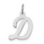 Sterling Silver Rhodium-plated Script Letter D Initial Charm - QC-58BC2F19-9016
