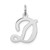 Sterling Silver Rhodium-plated Stamped Letter D Initial Charm