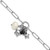 Sterling Silver Rhodium-plated Stars and White Freshwater Cultured Pearl and Black Acrylic Bead 6.75 inch with 1 inch Extender Paperclip Bracelet
