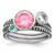 Sterling Silver Rhodium-plated w/Pink & White CZ and Blue Glass Ring Set - QR-4E7ACC6F-8993
