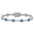 Sterling Silver Rhodium-plated White and Blue CZ Link Bracelet - QG-9E10701E-8253
