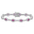 Sterling Silver Rhodium-plated White and Red CZ Link Bracelet - QG-90AE88C9-3316