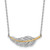 Sterling Silver Rhodium-plated with 14k Accent Polished CZ Feather 16 inch with 2 inch Extension Necklace