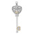 Sterling Silver Rhodium-plated with 14k Accent Polished CZ Filigree Heart Key Pendant
