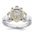 Sterling Silver Rhodium-plated with 14k Accent Polished CZ Size 8 Claddagh Ring - QR-2AC61AAA-8184