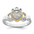 Sterling Silver Rhodium-plated with 14k Accent Polished CZ Size 8 Claddagh Ring - QR-90E793B1-4786
