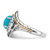 Sterling Silver Rhodium-plated with 14k Feather Accent Polished Reconstructed Turquoise Cabochon and White Topaz Ring - QR-C3336A17-2444