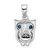Sterling Silver Rhodium-plated with Blue Glass Owl Pendant
