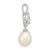 Sterling Silver Rhodium-plated8-10mm White Teardrop Freshwater Cultured Pearl and 1.95WT White Topaz Pendant