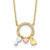 Sterling Silver Rhod-plated Gold/Rose-tone CZ Key/Lock/Heart w/2In Ext Neck