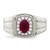 Sterling Silver Rhod-plated Men's African Ruby and White Topaz Ring - QR-3A524361-8839