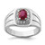 Sterling Silver Rhod-plated Men's African Ruby and White Topaz Ring - QR-ACF4B9B2-8865