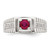 Sterling Silver Rhod-plated Men's African Ruby and White Topaz Ring - QR-DBACCF59-2934