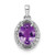 Sterling Silver Rhod-plated Oval 1.84 Amethyst/White Topaz Pendant