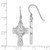 Sterling Silver Rhod-Plated Polished Dangle Celtic Cross Design Earrings