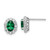 Sterling Silver Rhod-plated Polished Green & White CZ Oval Post Earrings
