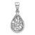 Sterling Silver Rhod-Plated Polished Half Dome Teardrop Filigree Pendant