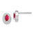 Sterling Silver Rhod-plated Red and White CZ Oval Stud Earrings