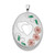 Sterling Silver Rhod-plated Satin Enamel & D/C Floral & Heart Oval Locket