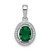 Sterling Silver Rhod-plated w/ Green and White CZ Oval Pendant