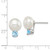 Sterling Silver Rhod-pltd 10-11mm FWC Button Pearl Blue Topaz Earrings