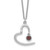 Sterling Silver Rhod-pltd Open Heart .06 Garnet 16in w/2in Ext Necklace