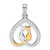 Sterling Silver RH-plated & Gold-plated CZ Heart w/Two Cats Pendant
