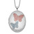 Sterling Silver RH-plated 26mm Enameled Butterfly Oval Locket Necklace
