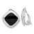 Sterling Silver RH-plated Black Onyx Square Non-Pierced Earrings