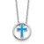 Sterling Silver RH-plated Blue Cr. Opal Inlay Cross 16in w/2in ext Necklace