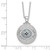 Sterling Silver Rh-plated Created Blue Spinel and CZ Evil Eye 18in Necklace
