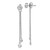 Sterling Silver RH-plated CZ & Chain Front & Back Post Dangle Earrings