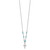 Sterling Silver RH-plated CZ Cross Synth. Turquoise 2in ext Necklace