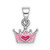Sterling Silver RH-plated Pink Enameled Heart Crown Children's Pendant - QC-FF641D3A-9476