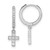 Sterling Silver RH-plated Polished CZ Cross Dangle Round Hoop Earrings
