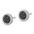 Sterling Silver RH-plated Polished/Twisted Black Spinel Circle Post Earring