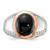 Sterling Silver RH-plated Rose Gold-plated Onyx and CZ Ring - QR-0A067A74-3571