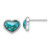 Sterling Silver RH-pltd Beaded Edge Recon. Turquoise Heart Post Earrings