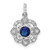 Sterling Silver RH-pltd Blue Glass & Clear CZ Fancy Vintage Pendant