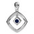 Sterling Silver RH-pltd Blue Glass and Clear CZ Fancy Square Pendant