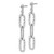 Sterling Silver RH-pltd Polished Hammered Chain Post Dangle Earrings