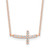 Sterling Silver Rose Gold-plated CZ Sideways Cross w/2in Ext Necklace - QG-FCEE4948-1044