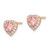Sterling Silver Rose-plated  Post CZ and Crystal Pink Heart Earrings