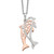 Sterling Silver Rose-tone Diamond-cut Dolphin w/ 2in ext. Necklace