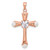 Sterling Silver Rose-tone Heart CZ and Synthetic Pearl Cross Pendant