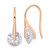 Sterling Silver Rose-tone Polished Round CZ Dangle Earrings