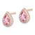 Sterling Silver Rose-tone Post CZ and Pear Teardrop Pink Crystal Earrings