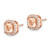Sterling Silver Rose-tone Square Peach CZ Halo Post Earrings