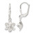 Sterling Silver Satin Polished and D/C Floral Leverback Earrings
